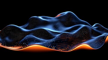Poster - abstract digital waves with glowing dots and smooth curves in futuristic style for technology and de