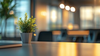 Wall Mural - a serene and modern office workspace showcasing a clean table with a blurred background, perfect for