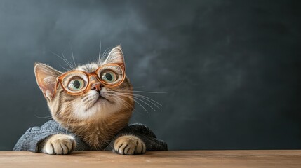 Poster - A cat in a tailored blazer presenting project data in a professional environment from a creative perspective