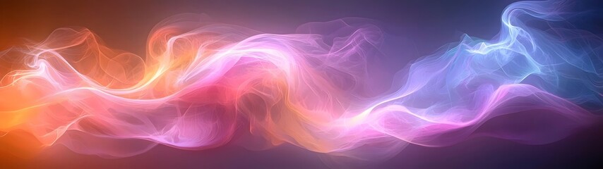 Poster - A vibrant abstract display of colorful smoke waves in shades of orange, pink, and blue, creating a dynamic and energetic feel that evokes creativity and movement.