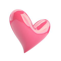 Poster - Flying Pink Heart-Shaped 3D Render Icon Isolated on transparent Background