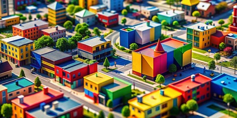 Aufkleber - Abstract Constructivism Style Poster with Tilt-Shift Photography Effect Featuring Geometric Shapes and Bold Colors for Modern Art Enthusiasts and Graphic Design Projects