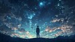 © virza - Solitary Figure Gazing at a Starry Night Sky