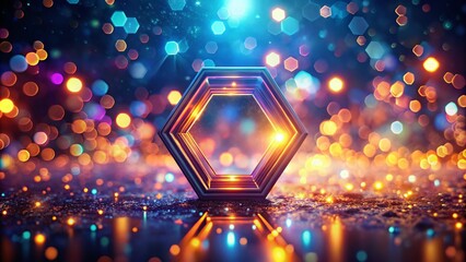 Aufkleber - abstract hexagon bokeh background, geometric digital banner, surreal photography, tech design