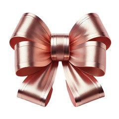 Wall Mural - A meticulously crafted rose / pink gold ribbon bow with a metallic edge. Its luxurious sheen and elegant design make it perfect for gifts or decorations isolated PNG