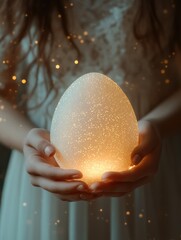 Poster - Woman with glowing egg