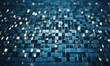 © Igor Voron - Futuristic background with pixels, technological digital flow in blue colour scheme