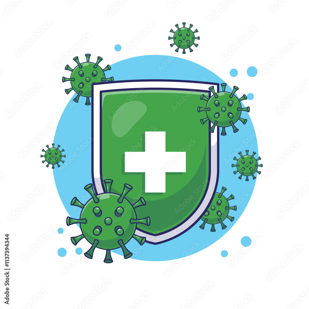 Draw security shield virus protection icon or symbol illustration for ...