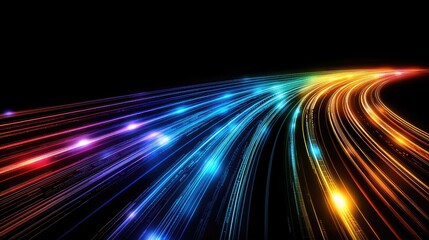 Poster - Dynamic light trails urban environment digital art nighttime scene vibrant colors motion concept