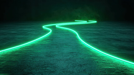 Poster - Thin Radiant Lines of Glowing Neon Light in Gradients on Dark Surface