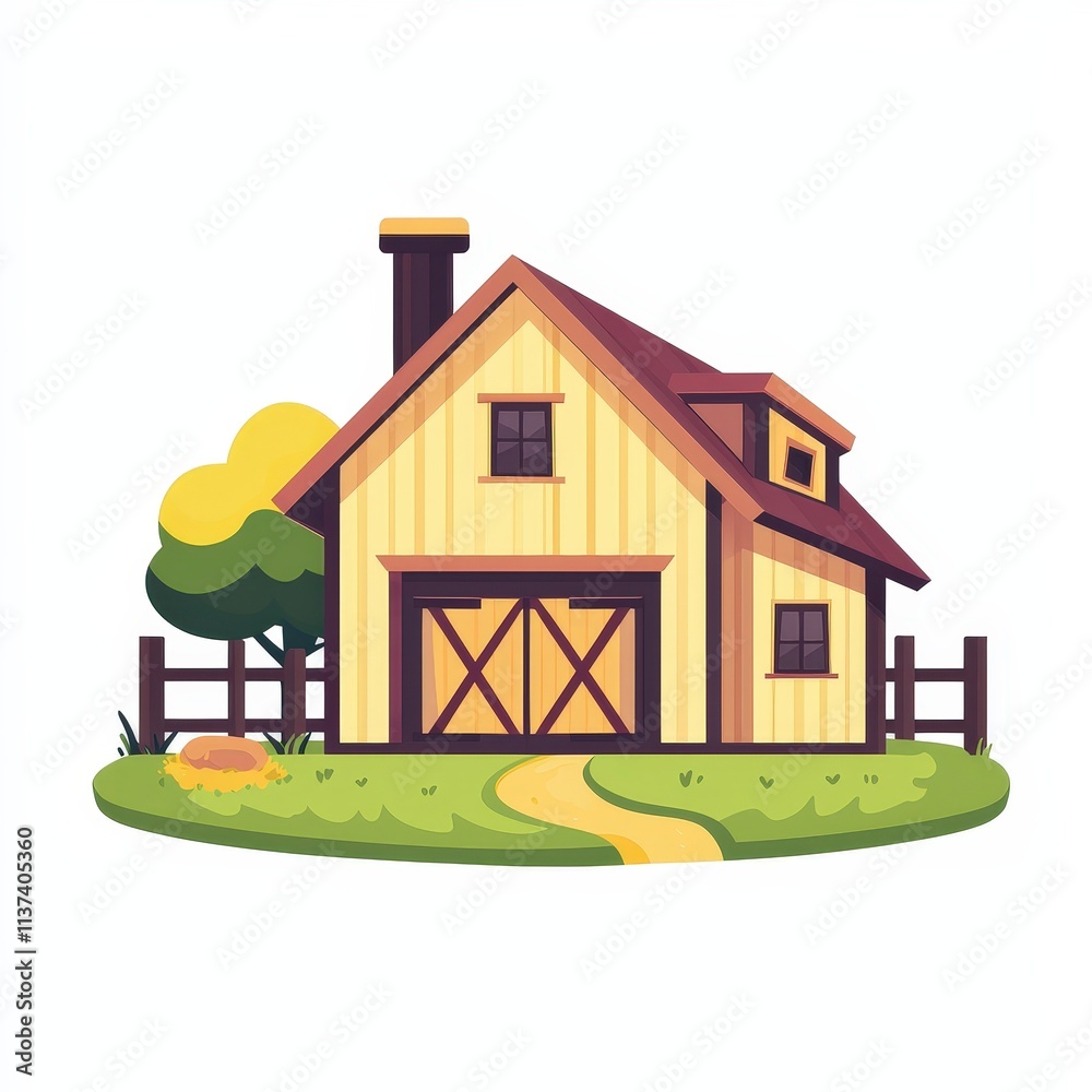 Design of farm house concept icon logo illustration isolated on white ...