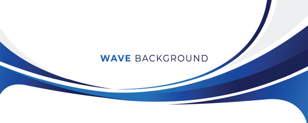 Poster - abstract elegant blue gradient curved  business horizontal banner design isolated on white background