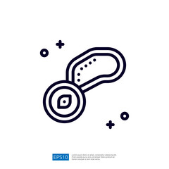 Poster - A minimalist illustration of a gear or machinery component with a circular outline and a pointed end, possibly symbolizing technology or engineering concepts.