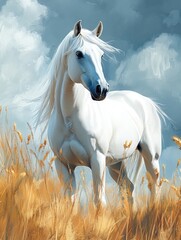 Sticker - White horse in a field