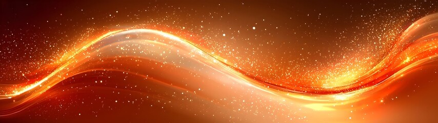 Poster - A vibrant, swirling wave of orange and gold light, creating an ethereal and dynamic effect. The soft glow and sparkling particles add a sense of movement and energy.