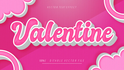 Poster - Happy Valentine editable pink text effect with cute shape background