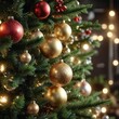 © Arnonwat - Close-up of a Christmas tree adorned with sparkling baubles, festive lights, holiday theme