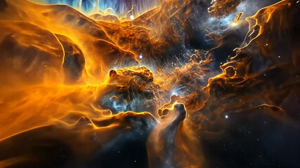 Wall Mural - an video showcasing a space scene with stars and clouds, capturing the beauty and vastness of the co