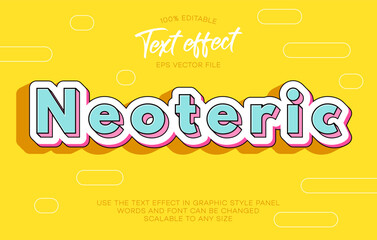 Fototapete - Bright neoteric editable 3D font and text effect. Colorful Text effect in cartoon Retro 90's, 80's style. Vector Illustration.