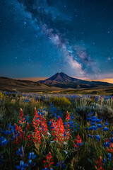 Wall Mural - Stunning night sky with the Milky Way stretching across a starry backdrop. Ideal for nature and astronomy themes.