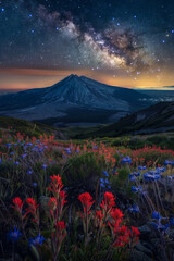 Wall Mural - Stunning night sky with the Milky Way stretching across a starry backdrop. Ideal for nature and astronomy themes.