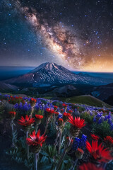 Wall Mural - Stunning night sky with the Milky Way stretching across a starry backdrop. Ideal for nature and astronomy themes.