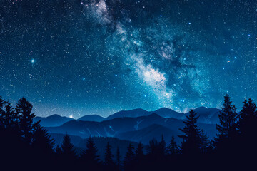 Wall Mural - Stunning night sky with the Milky Way stretching across a starry backdrop. Ideal for nature and astronomy themes.