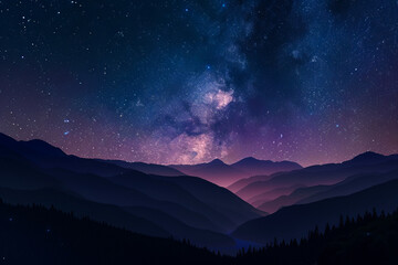 Wall Mural - Stunning night sky with the Milky Way stretching across a starry backdrop. Ideal for nature and astronomy themes.