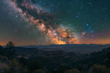 Stunning night sky with the Milky Way stretching across a starry backdrop. Ideal for nature and astronomy themes.