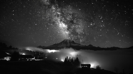Wall Mural - Stunning night sky with the Milky Way stretching across a starry backdrop. Ideal for nature and astronomy themes.