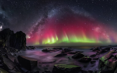Wall Mural - Stunning night sky with the Milky Way stretching across a starry backdrop. Ideal for nature and astronomy themes.