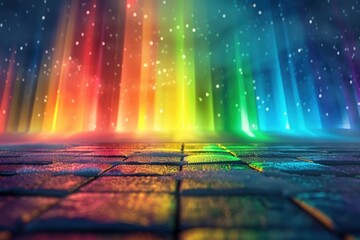 Wall Mural - A colorful rainbow with a starry sky background. Generative AI