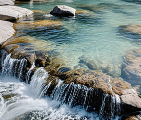 Wall Mural - water flowing over rocks