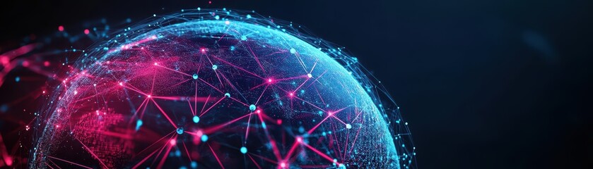 Aufkleber - A globe with interconnected points representing cloud infrastructure, glowing digital textures, techfocused, 3D render
