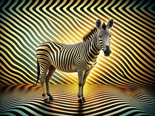 Aufkleber - Dynamic Optical Illusion Background Featuring Retro Zebra Motif and Wavy Brush Strokes in a Zigzag Pattern for Abstract Art and Vintage Design Enthusiasts