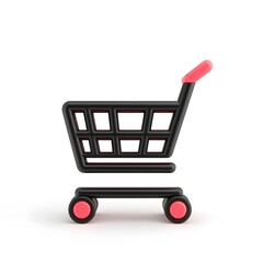 Wall Mural - Modern Shopping Cart Icon in 3D Style