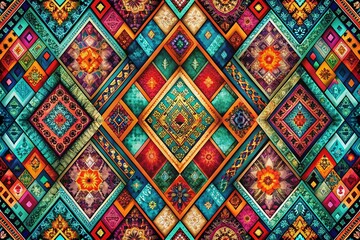 Aufkleber - Elegant Rhombus Pattern Background in Double Exposure Style with Geometric Shapes and Rich Textures for Modern Design and Creative Applications, Perfect for Print and Digital Use