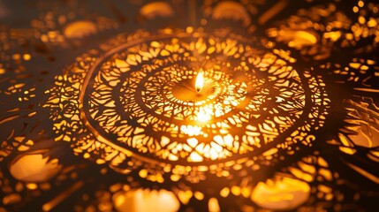 Aufkleber - Delicate thai patterned card illuminated cultural craftsmanship serene setting artistic viewpoint candlelit environment