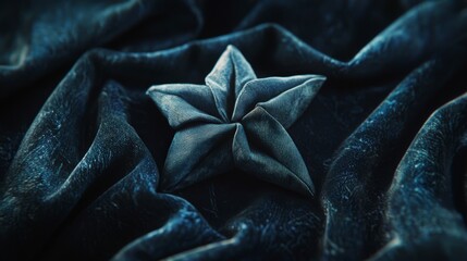 Poster - Elegant star-shaped scarf presentation studio textile art soft environment close-up unique design concept