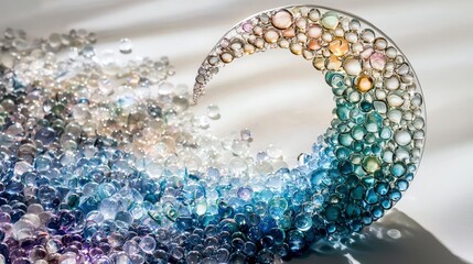 Aufkleber - Artistic display of glass beads in soft pastel tones creative studio photography bright environment close-up aesthetic design