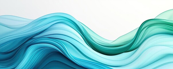 Poster - Wave abstract background concept. Abstract fluid waves in blue and green tones creating a serene visual atmosphere.
