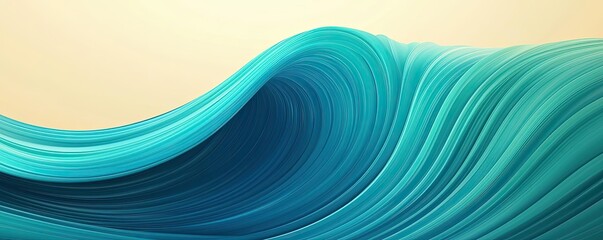 Poster - Wave abstract background concept. Stylized wave with vibrant turquoise colors and smooth flowing lines.