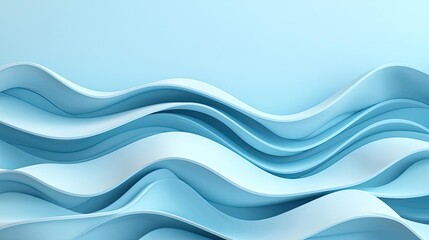 Poster - Wave abstract background concept. Abstract wavy shapes in soft blue tones create a calming and modern design effect.