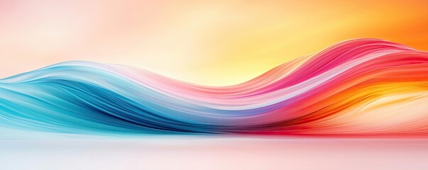 Poster - Wave abstract background concept. Vibrant wave abstract design in flowing colors of pink, blue, and orange.