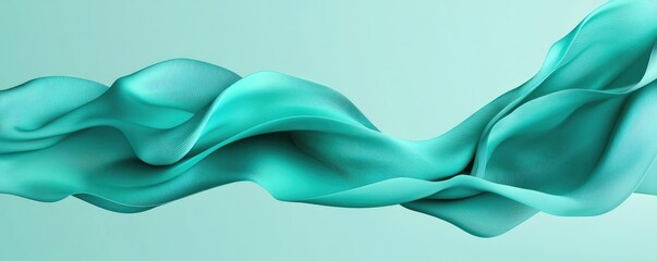 Poster - Wave abstract background concept. A flowing, textured fabric in a soothing turquoise hue against a light background.