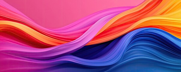 Aufkleber - Wave abstract background concept. Vibrant wave patterns in shades of pink, purple, and orange create a dynamic visual effect.