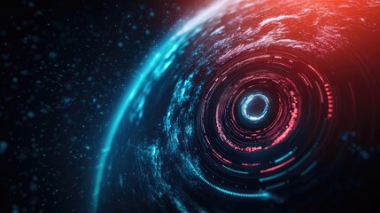 Aufkleber - Weather forecast idea. Futuristic digital design showcasing a vibrant cosmic vortex with glowing patterns.