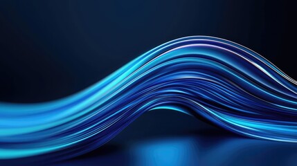 Poster - Wave abstract background concept. Abstract blue wave pattern with smooth flowing lines on dark background.