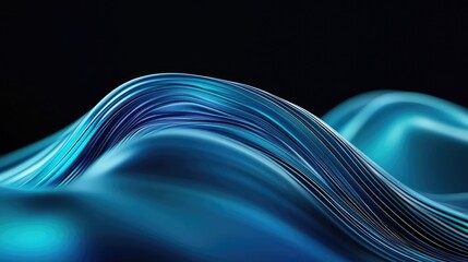 Poster - Wave abstract background concept. A captivating abstract wave design with vibrant blue tones and smooth, flowing lines.