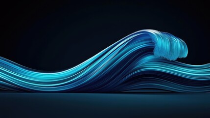 Poster - Wave abstract background concept. A stylized wave in blue hues, representing fluid motion and natural beauty.